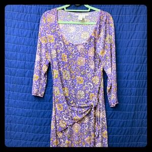 MAX STUDIO Purple Floral Faux Wrap Dress